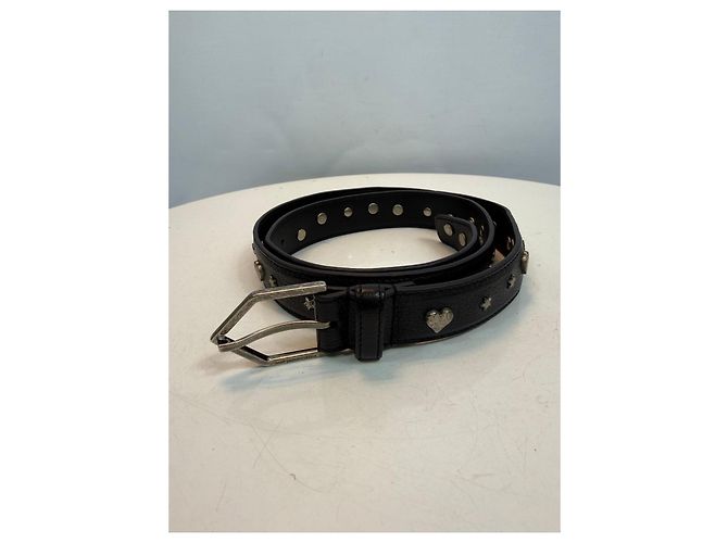 Schwarzer Leder-Gürtel von Saint Laurent mit Nieten - Ansicht 2