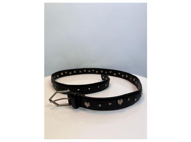 Schwarzer Leder-Gürtel von Saint Laurent mit Nieten - Ansicht 3