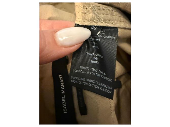Bermuda de algodão bege com cinto Isabel Marant - vista 4