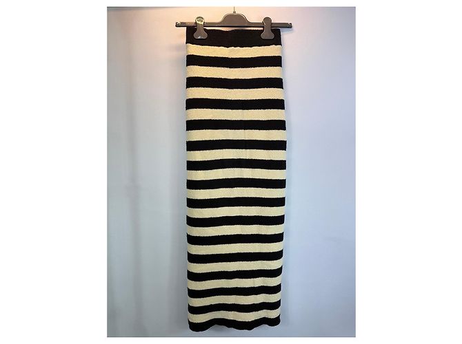 Falda maxi de punto a rayas Nanushka Negro Beige - vista 4