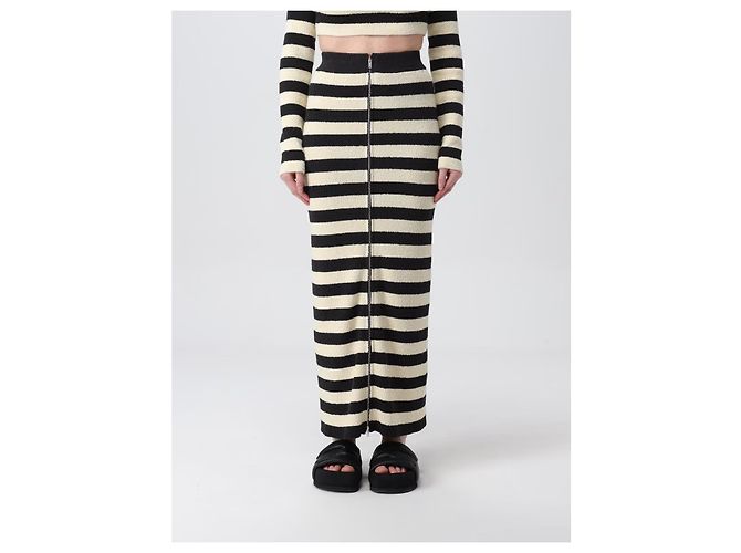 Falda maxi de punto a rayas Nanushka Negro Beige - vista 5