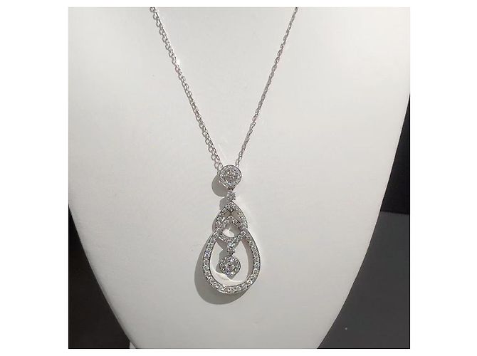 Boucheron Platin Diamant Halskette Wassertropfen Form 2.07 ct Silber - Ansicht 2