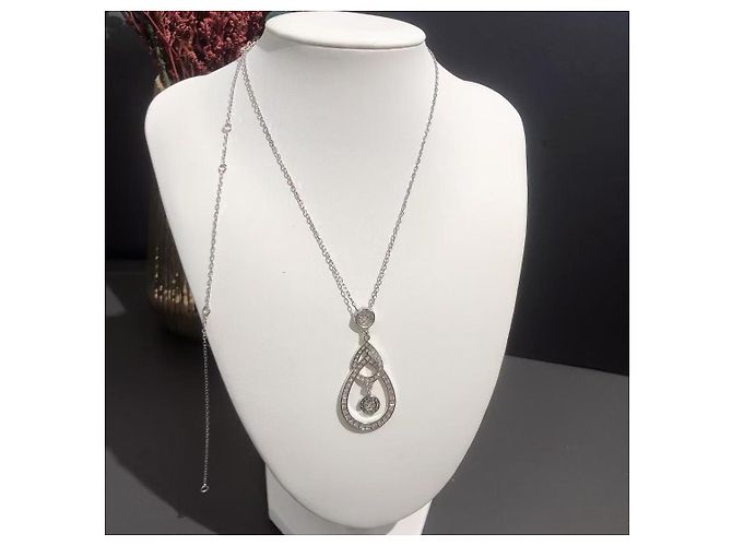 Boucheron Platin Diamant Halskette Wassertropfen Form 2.07 ct Silber - Ansicht 3