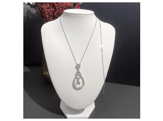 Boucheron Platin Diamant Halskette Wassertropfen Form 2.07 ct Silber - Ansicht 4