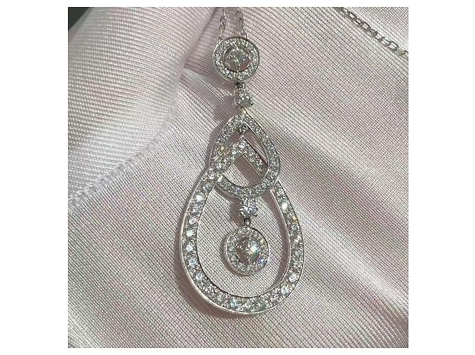 Boucheron Platin Diamant Halskette Wassertropfen Form 2.07 ct Silber - Ansicht 7