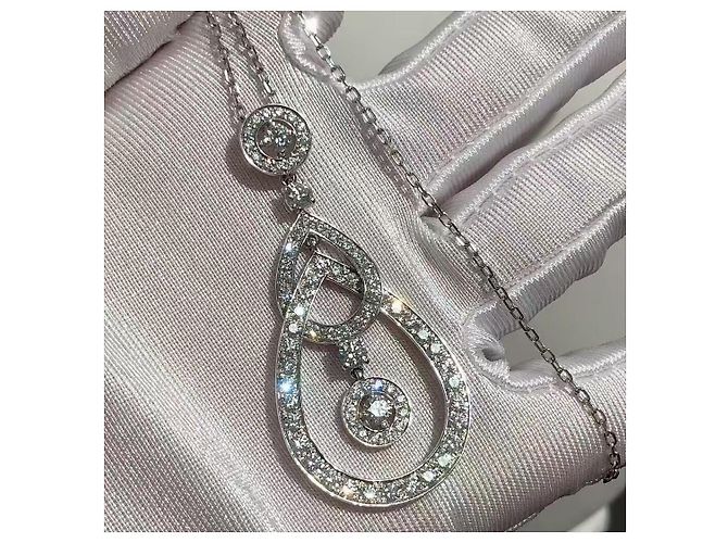 Boucheron Platin Diamant Halskette Wassertropfen Form 2.07 ct Silber - Ansicht 8
