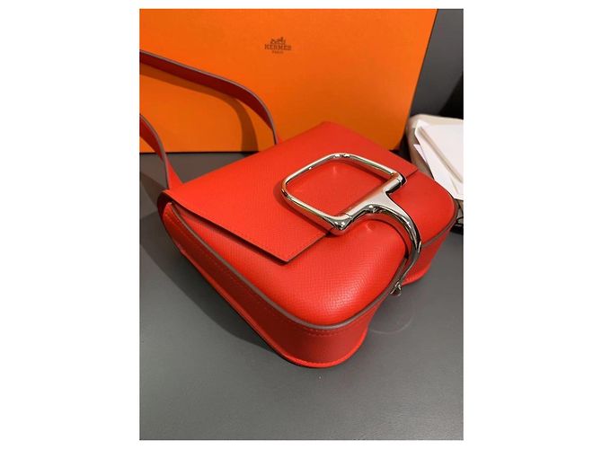 Borsa Hermès Della Love in pelle Epsom rosso pesca - vista 3