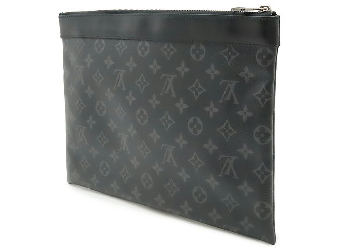 Borsa Clutch Pochette Discovery Monogram Eclipse di Louis Vuitton Marrone Nero - vista 3