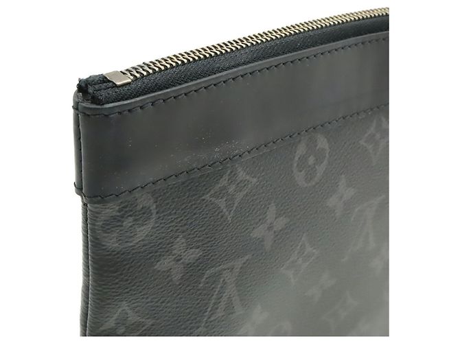 Borsa Clutch Pochette Discovery Monogram Eclipse di Louis Vuitton Marrone Nero - vista 7