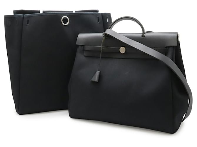 Borsa Herbag MM di Hermès Nero - vista 2