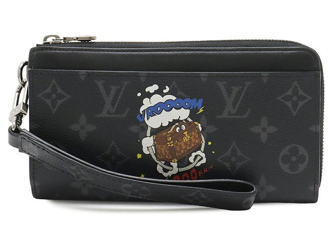 Louis Vuitton Monogram Eclipse Zippy Dragonne Long Wallet Brown Black - view 2