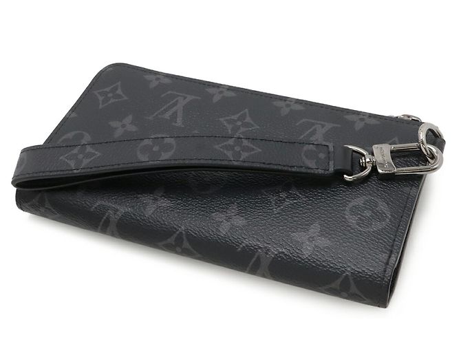 Louis Vuitton Monogram Eclipse Zippy Dragonne Long Wallet Brown Black - view 3