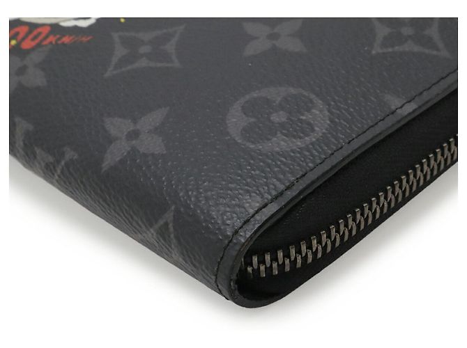 Louis Vuitton Monogram Eclipse Zippy Dragonne Long Wallet Brown Black - view 4