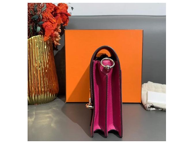 Hermès Love Paris Roulis 19 in pelle fucsia Fuschia - vista 3