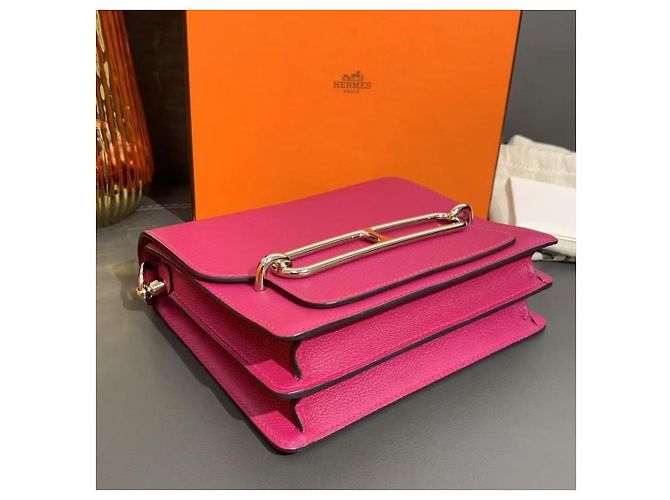 Hermès Love Paris Roulis 19 in pelle fucsia Fuschia - vista 4