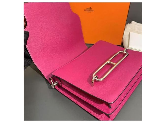 Hermès Love Paris Roulis 19 in pelle fucsia Fuschia - vista 6