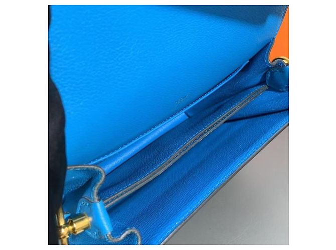 Borsa Hermès Loveuris 19 in pelle blu tanzanite - vista 6