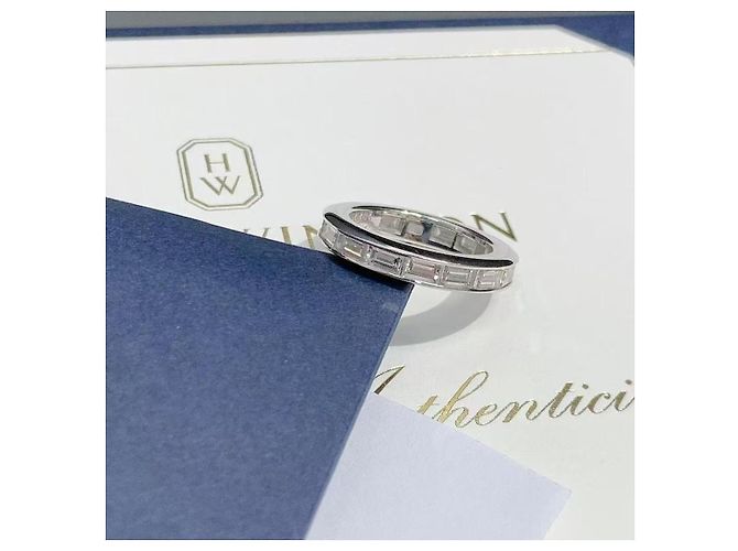 Harry Winston Ring mit Smaragdschliff Diamant Silber - Ansicht 2