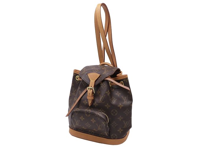 Louis Vuitton Montsouris Mini Backpack in Brown Coated Canvas Red - view 2
