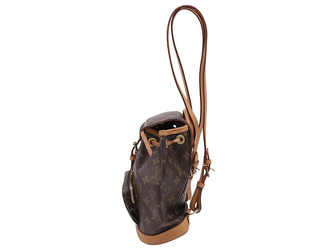 Louis Vuitton Montsouris Mini Backpack in Brown Coated Canvas Red - view 3