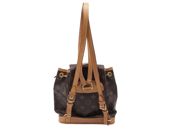 Louis Vuitton Montsouris Mini Backpack in Brown Coated Canvas Red - view 4