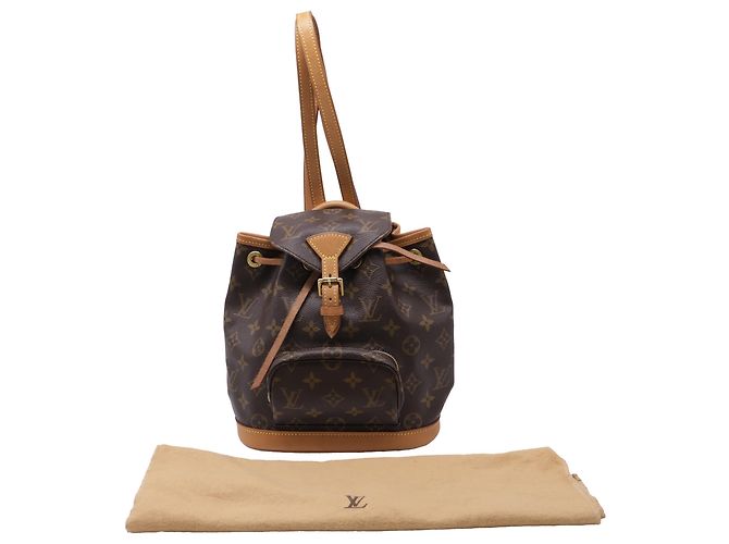 Louis Vuitton Montsouris Mini Backpack in Brown Coated Canvas Red - view 5