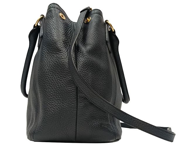 Bolsa tote Prada Vitello Daino em couro preto - vista 2