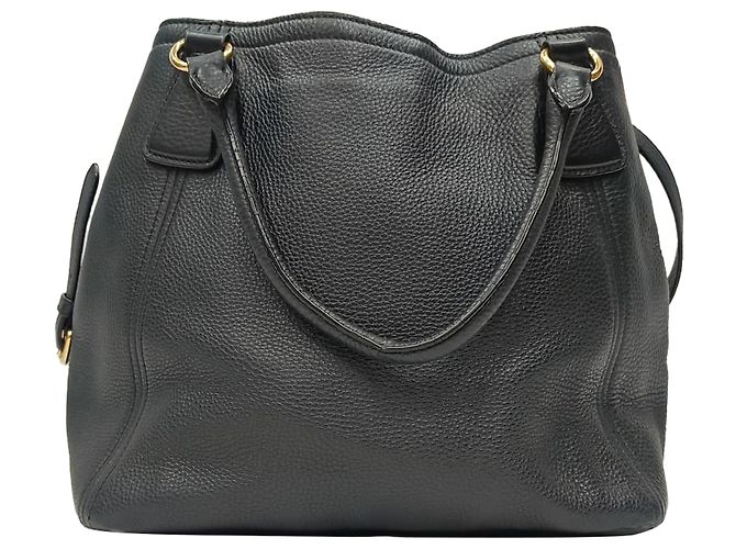 Bolsa tote Prada Vitello Daino em couro preto - vista 3