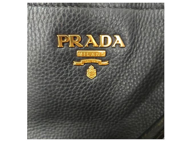 Bolsa tote Prada Vitello Daino em couro preto - vista 6