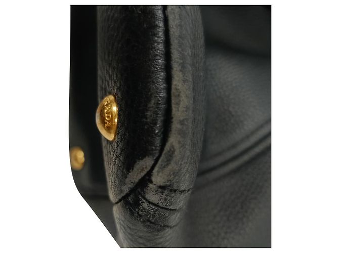 Bolsa tote Prada Vitello Daino em couro preto - vista 8