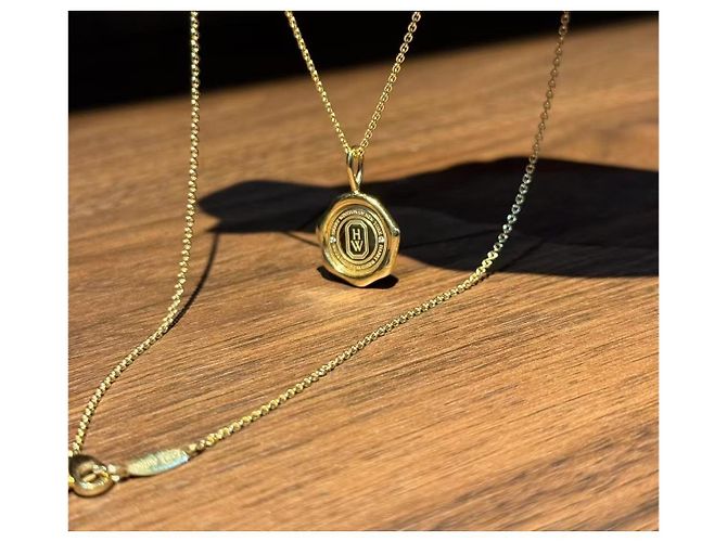 Harry Winston Charms Logo Anhänger Halskette 18K Gelbgold - Ansicht 2