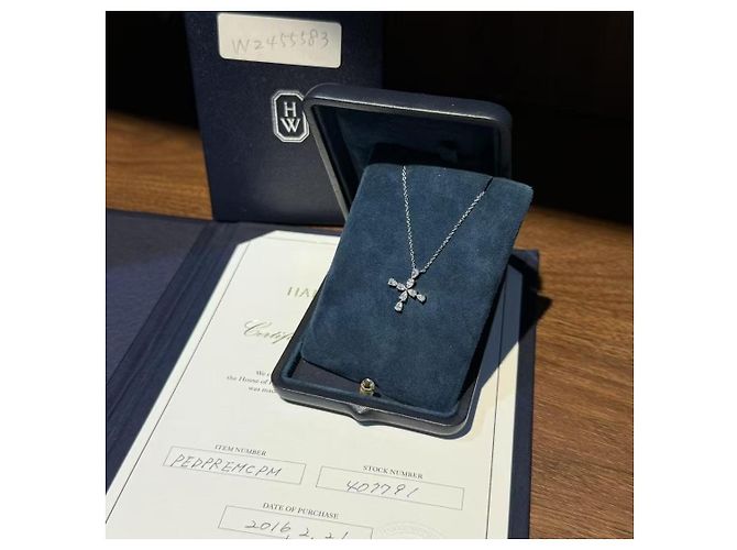Collana Harry Winston Croce con Diamanti Argento - vista 3