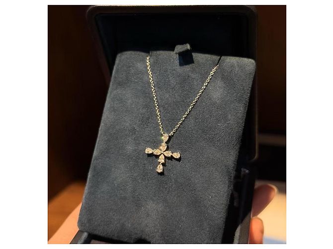 Collana Harry Winston Croce con Diamanti Argento - vista 4