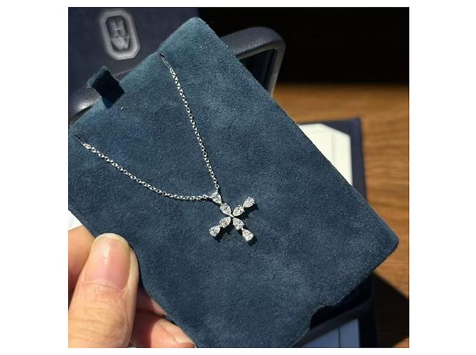 Collana Harry Winston Croce con Diamanti Argento - vista 7