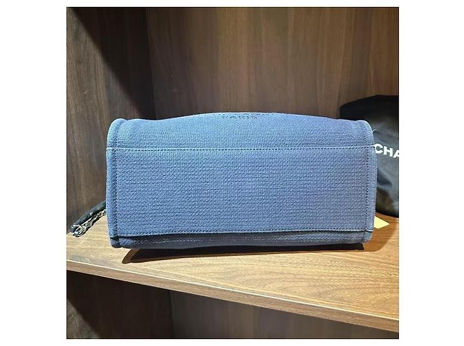 Borsa Tote Chanel Blu in Tessuto Piccola - vista 8