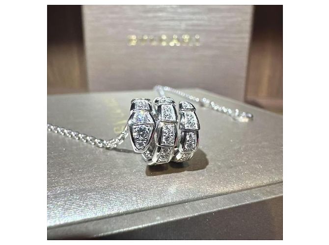 Bulgari Collana Bvlgari Serpenti Viper in oro bianco 18K e diamanti a tre fili Argento - vista 8