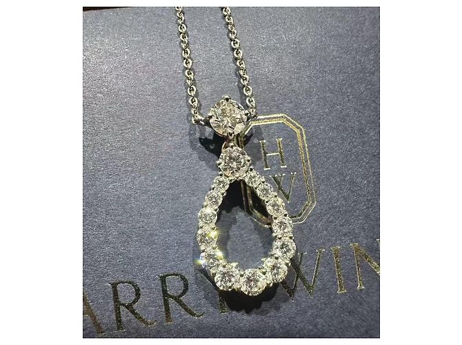 Collana Harry Winston Diamond Loop Medium Single-Ring in diamante Argento - vista 7