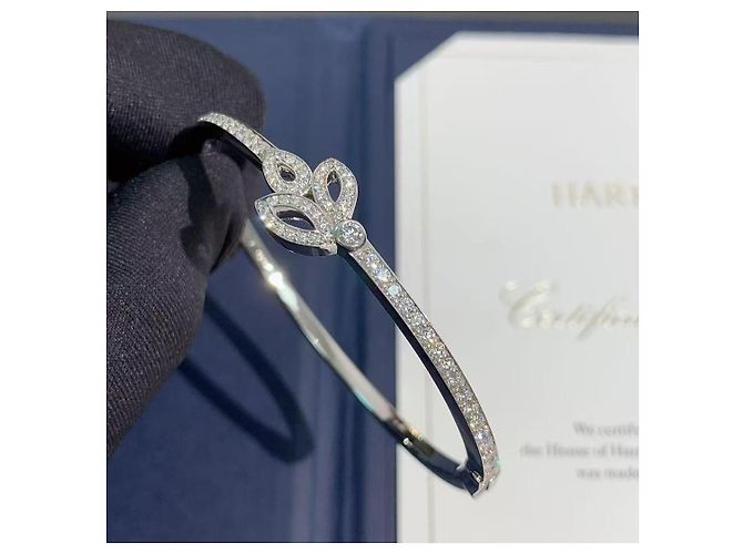Bracciale Harry Winston Lily Cluster Diamanti Platino Taglia S Argento - vista 7