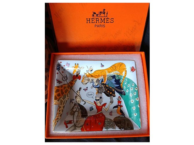Trim Hermès Story Change Porcelain Tray Black White Red Blue Golden Green Orange - view 2