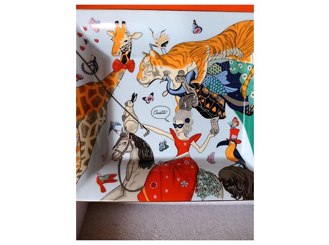 Trim Hermès Story Change Porcelain Tray Black White Red Blue Golden Green Orange - view 6