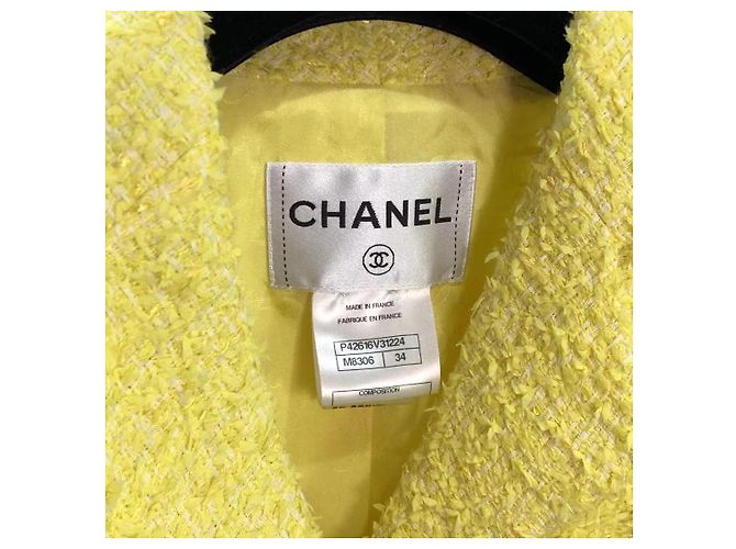 Casaco Chanel de tweed amarelo limão - vista 5