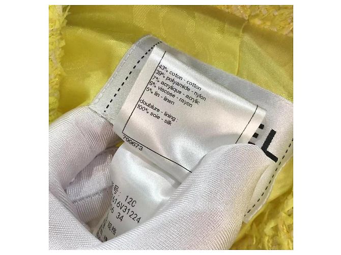 Casaco Chanel de tweed amarelo limão - vista 7