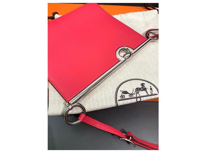 Borsa a mano Hermès Mors de bride rosa in pelle - vista 3
