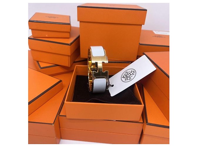 Hermès Love H Armband breite Version weiß vergoldet Größe S - Ansicht 2