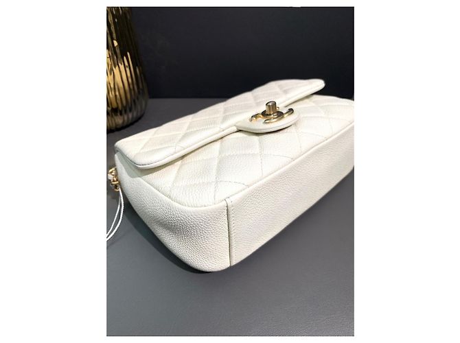Chanel Chip Runde Tasche Weiß Litchi-Holzleder - Ansicht 3