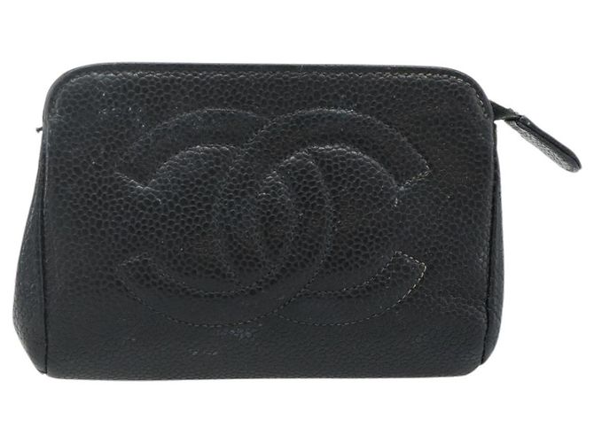 Monedero CHANEL de piel caviar negro con CC dorado Auth bs34754 - vista 13