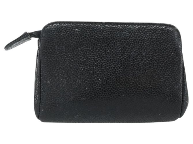 Monedero CHANEL de piel caviar negro con CC dorado Auth bs34754 - vista 2