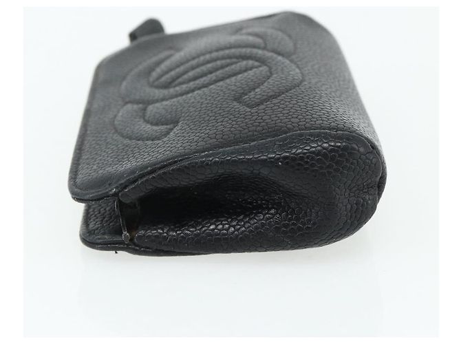 Monedero CHANEL de piel caviar negro con CC dorado Auth bs34754 - vista 3