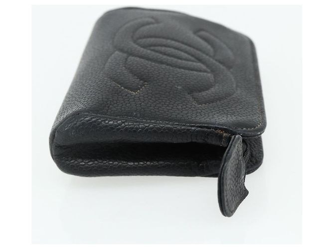 Monedero CHANEL de piel caviar negro con CC dorado Auth bs34754 - vista 4