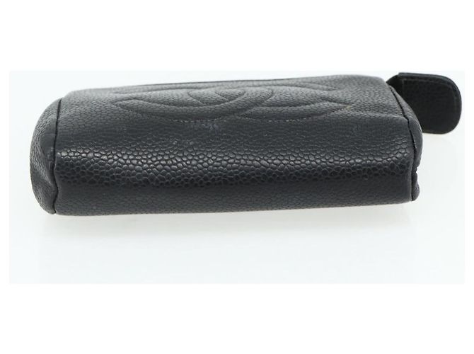 Monedero CHANEL de piel caviar negro con CC dorado Auth bs34754 - vista 6